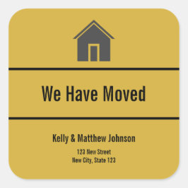 Adesivo Quadrado Vinheta de Anúncio de Movimentação Dourada e Preta