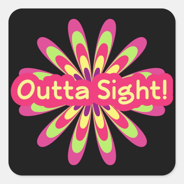 Adesivo Quadrado Vinheta de arte retro hippie legal