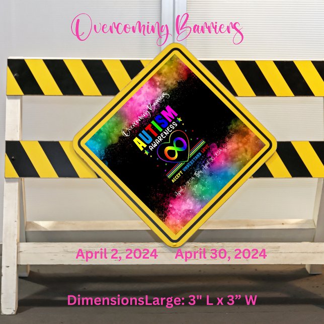 Adesivo Quadrado Vinheta de Autismo quadrada "Superando Barreiras" (Embrace the journey of 'Overcoming Barriers' of Autism with our vibrant square stickers.)