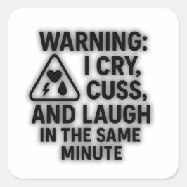 Adesivo Quadrado Vinheta de AVISO - Choro, Gato e Ria