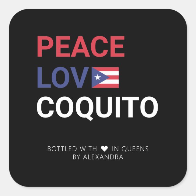 Adesivo Quadrado Vinheta de Bebida de Natal Coquito (Frente)