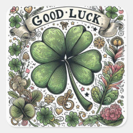 Adesivo Quadrado Vinheta de boa sorte