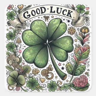 Adesivo Quadrado Vinheta de boa sorte