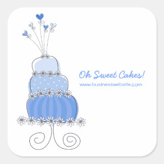 Adesivo Quadrado Vinheta de Bolo Chic Whimsical Azul