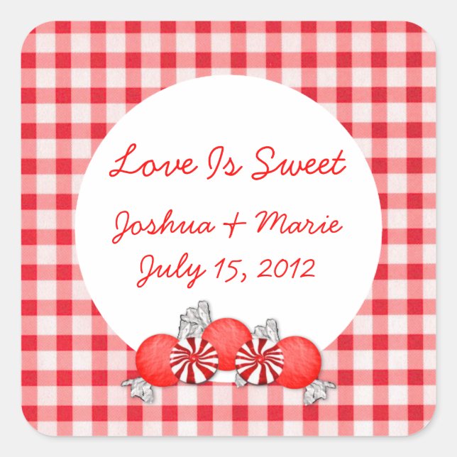 Adesivo Quadrado Vinheta de Buffet Candy Candy Red Candies (Frente)