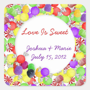 Adesivo Quadrado Vinheta de buffet doce de doces cortados