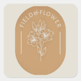 Adesivo Quadrado Vinheta de campo e de flor