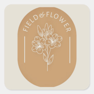 Adesivo Quadrado Vinheta de campo e de flor