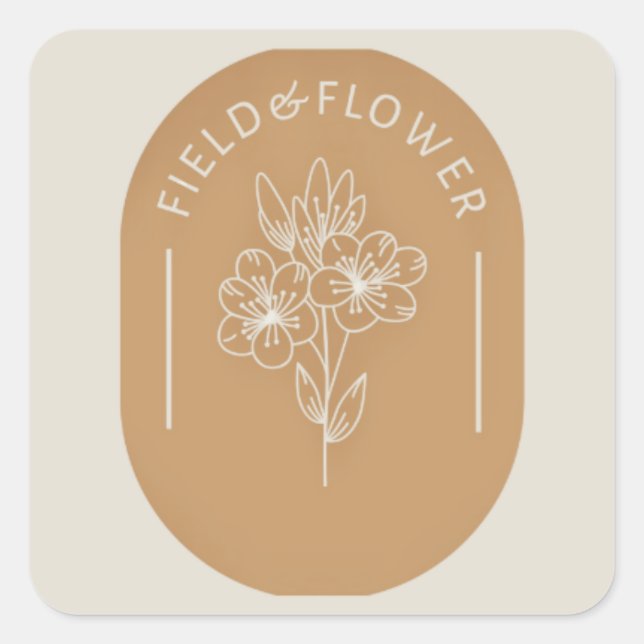 Adesivo Quadrado Vinheta de campo e de flor (Frente)