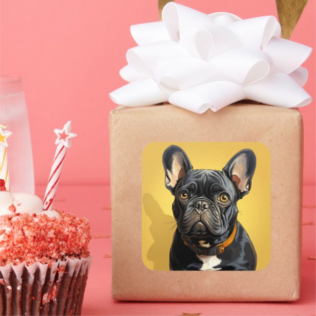 Adesivo Quadrado Vinheta de cão bonito (Festa)