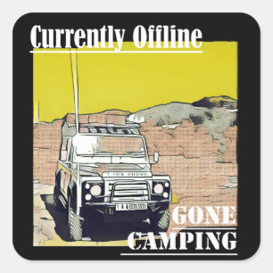 Adesivo Quadrado Vinheta de carro de acampamento offline desligado