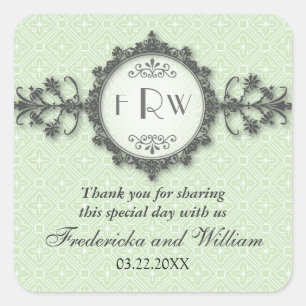 Adesivo Quadrado Vinheta de Casamento de Banda de Arte Deco