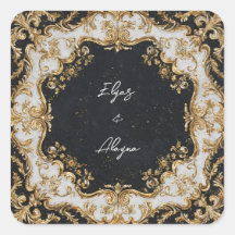 Vinheta de Casamento de Moldura Rococo Preta e Dou
