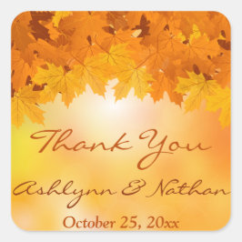 Adesivo Quadrado Vinheta de Casamento do Esplendor de Outono de 1,5