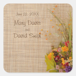 Adesivo Quadrado Vinheta de Casamento Rustic Autumn Flowers
