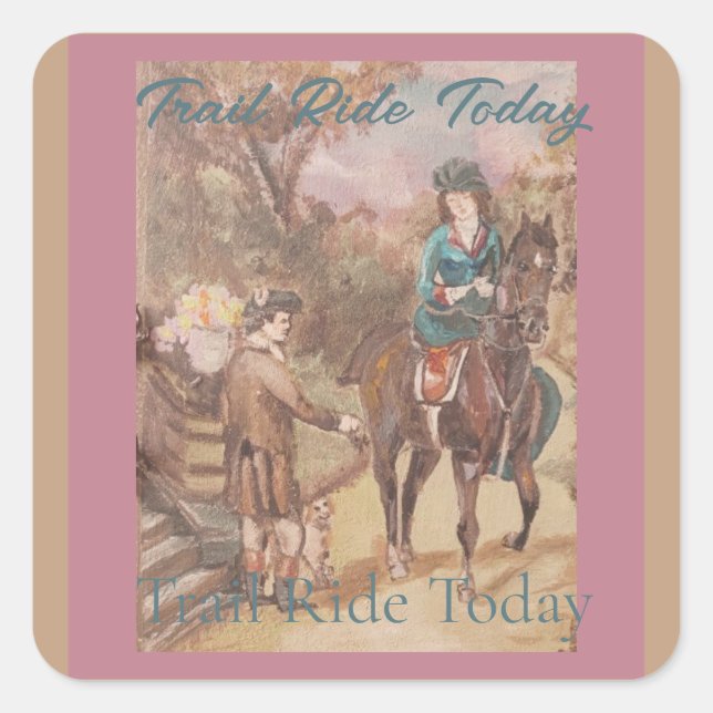 Adesivo Quadrado vinheta de cavalo bonito (Frente)