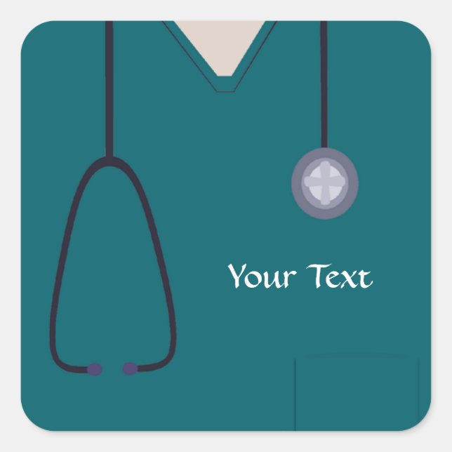 Adesivo Quadrado Vinheta de chá com esfregões médicos (Frente)