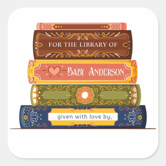 Adesivo Quadrado Vinheta de chá de fraldas (Frente)