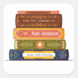 Adesivo Quadrado Vinheta de chá de fraldas