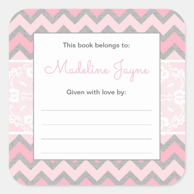 Adesivo Quadrado Vinheta de Chá de fraldas da Trendy Girl (Frente)