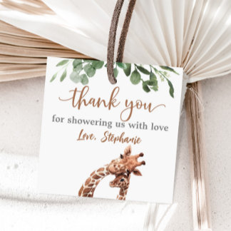 Adesivo Quadrado Vinheta de chá de fraldas Giraffe