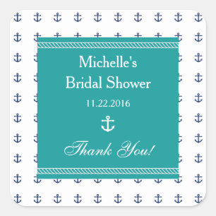 Adesivo Quadrado Vinheta de Chá de panela de Âncora Náutica