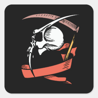 Adesivo Quadrado Vinheta de Clube de Caveira Longa