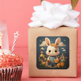 Adesivo Quadrado Vinheta de coelhinho bonito