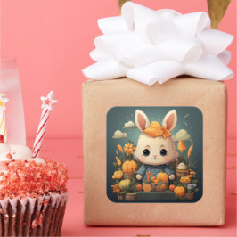 Adesivo Quadrado Vinheta de coelhinho bonito