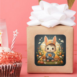 Adesivo Quadrado Vinheta de coelhinho bonito