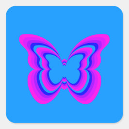 Adesivo Quadrado Vinheta de Coleção de Borboletas Encantada