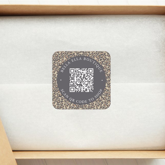 Adesivo Quadrado Vinheta de Compro de Código QR Personalizado de Le (Criador carregado)