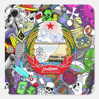 Adesivo Quadrado Vinheta de Conspiração