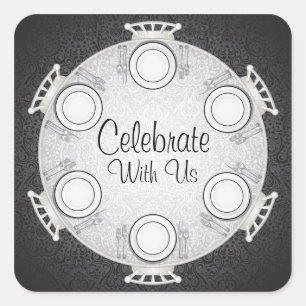 Adesivo Quadrado Vinheta de Convite para Janto Formal