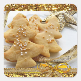 Adesivo Quadrado Vinheta de Cookies de Natal