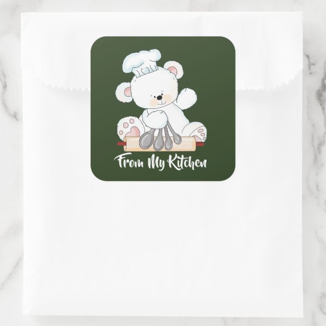 Adesivo Quadrado Vinheta de cozinha de ursos de Natal (Bolsa)