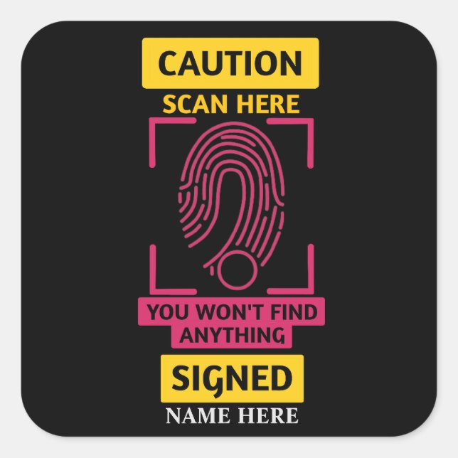 Adesivo Quadrado Vinheta DE CUIDADO (Frente)