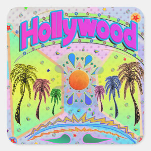 Adesivo Quadrado Vinheta de Desejo de Hollywood