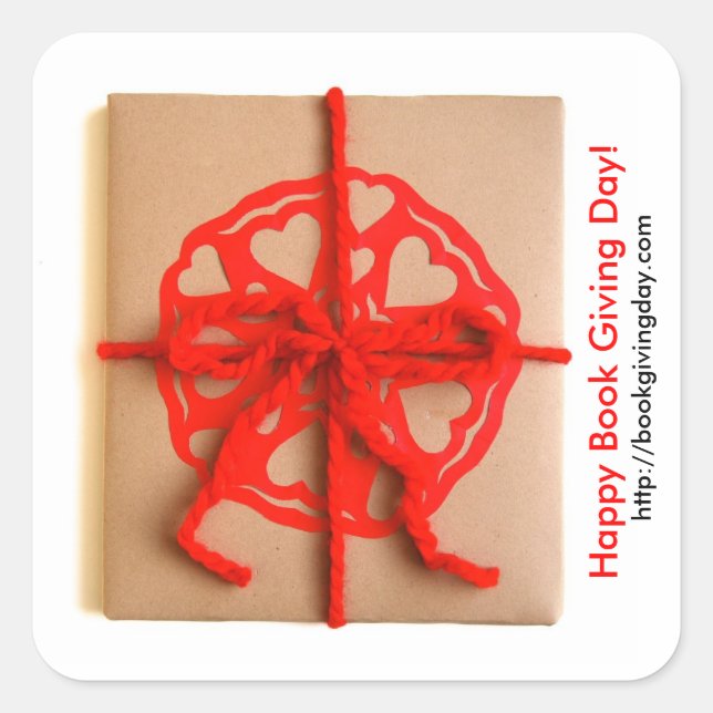 Adesivo Quadrado vinheta de Dia Internacional do Livro (quadrado) (Frente)