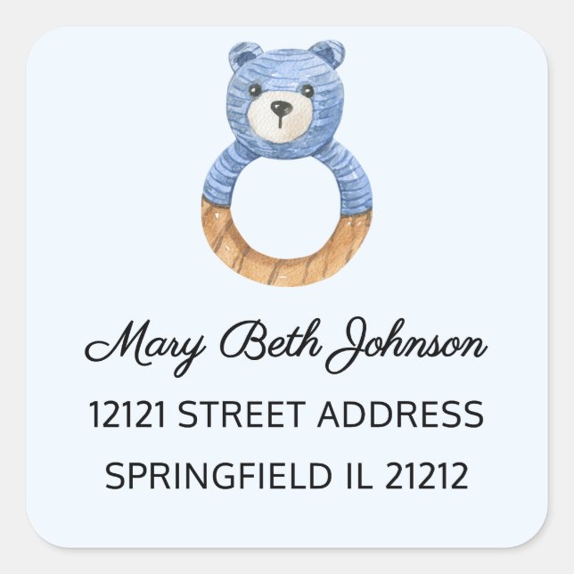 Adesivo Quadrado Vinheta de Endereços 1.5-in com Aquarela de Chá de (Frente)