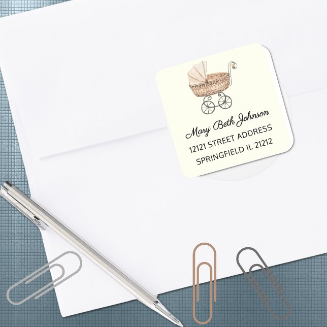 Adesivo Quadrado Vinheta de Endereços 1.5-in com Aquarela do Chá de (Criador carregado)