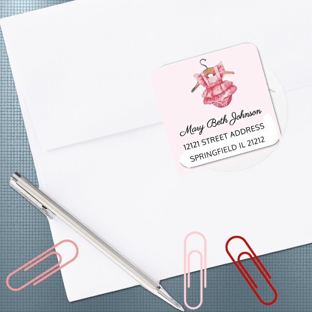 Adesivo Quadrado Vinheta de Endereços 1.5-in do Chá de fraldas de R (Criador carregado)