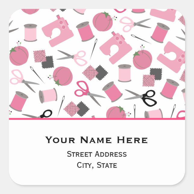 Adesivo Quadrado Vinheta de Endereços de Costura (Frente)