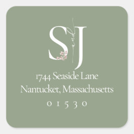 Adesivo Quadrado Vinheta de Endereços de Retorno Quadrado Chic