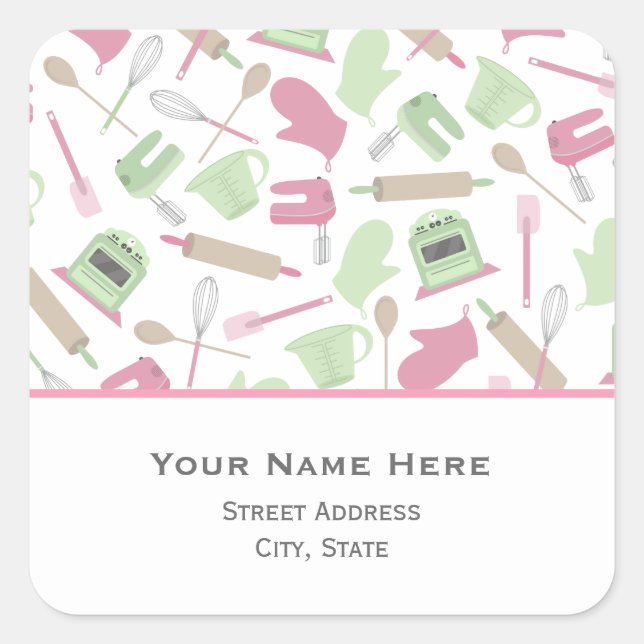 Adesivo Quadrado Vinheta de Endereços Pensada ao cozinhar (Frente)