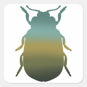 Adesivo Quadrado Vinheta de escaravelho verde