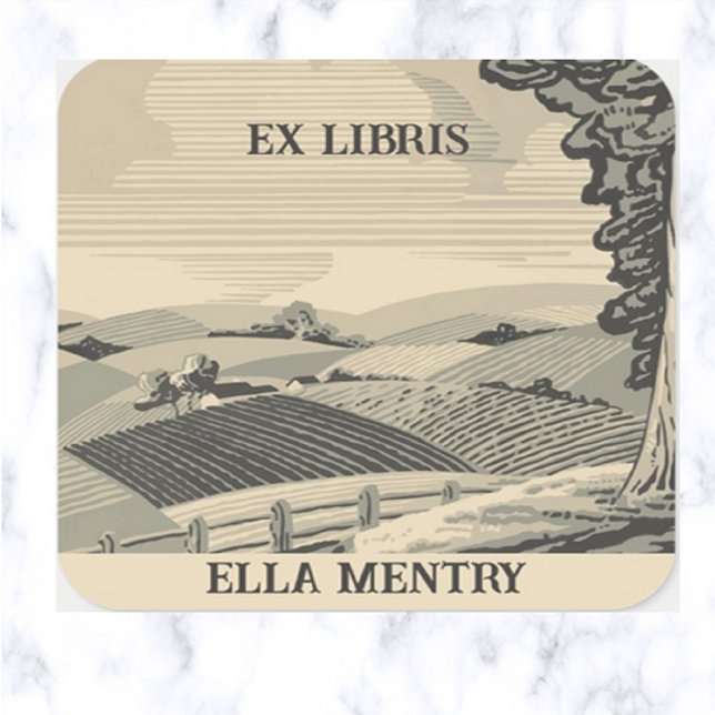 Adesivo Quadrado Vinheta de estoque de terras agrícolas editável (Criador carregado)