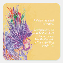 Adesivo Quadrado Vinheta de Fada de Flor Personalizável