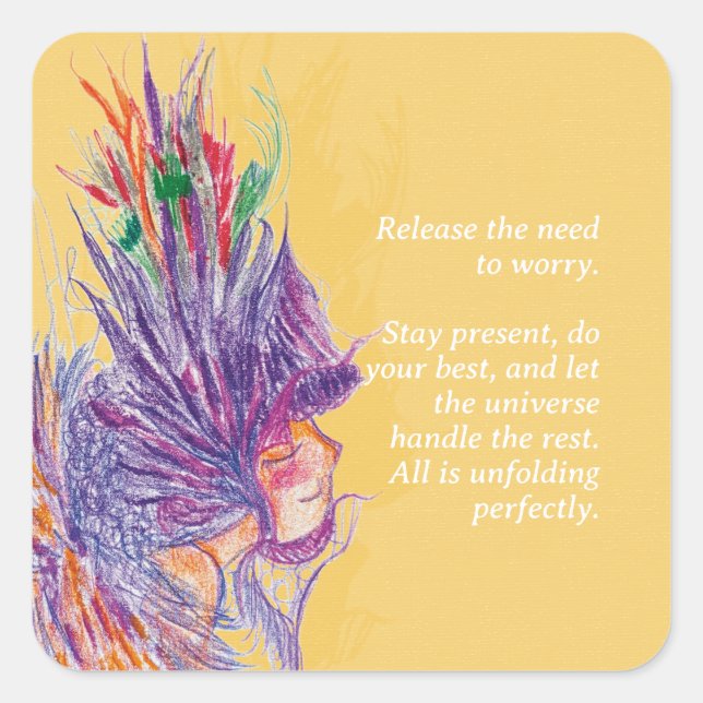 Adesivo Quadrado Vinheta de Fada de Flor Personalizável (Frente)