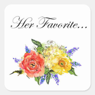 Adesivo Quadrado Vinheta de Favor de Casamento